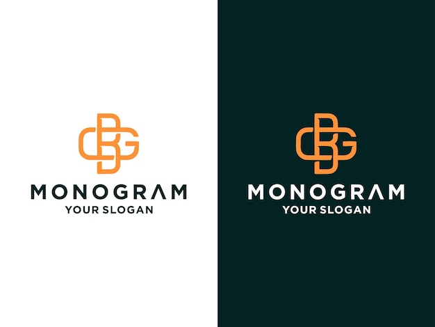 Minimalist monogram letter BG logo design template