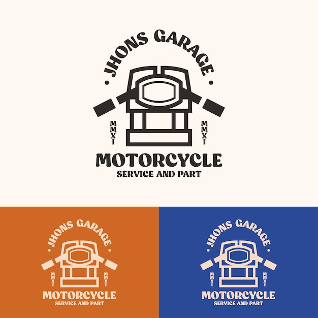 minimalist motorcycle garage logo concept