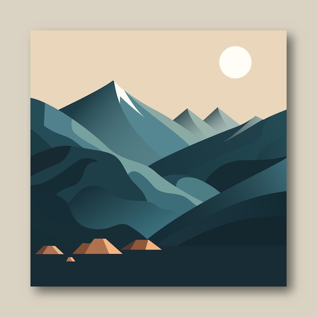 Minimalist mountain landscape Creative image of muntains and forest