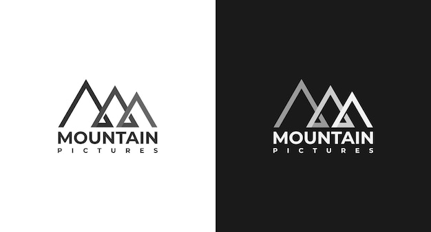 Minimalist mountain line art logo design