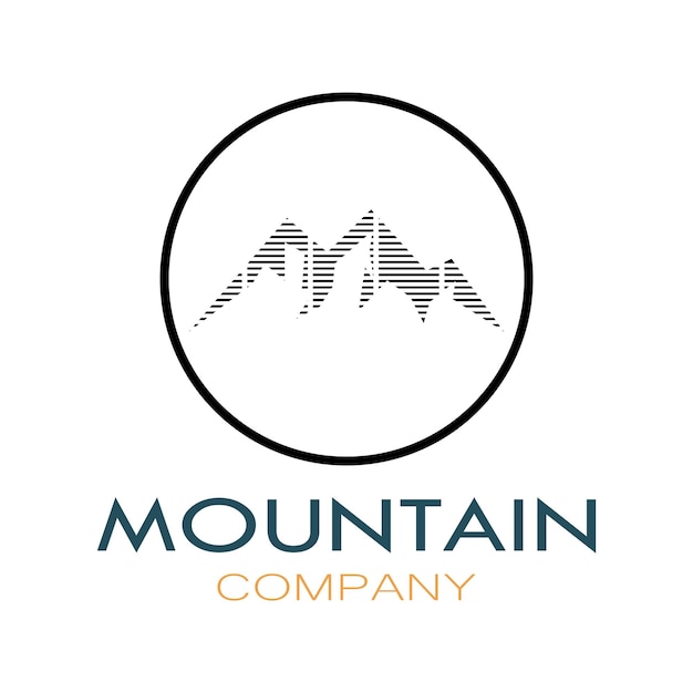 Minimalist mountain and sun logo design in flat colors packed with modern concepts vector illustration