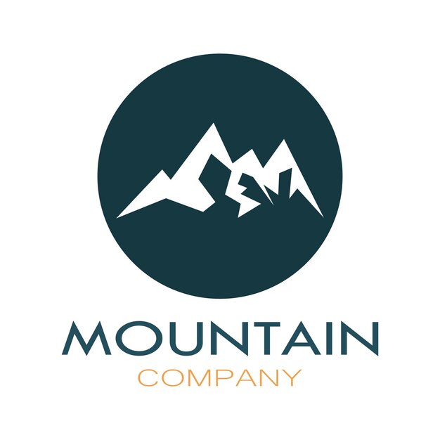 Minimalist mountain and sun logo design in flat colors packed with modern concepts vector illustration