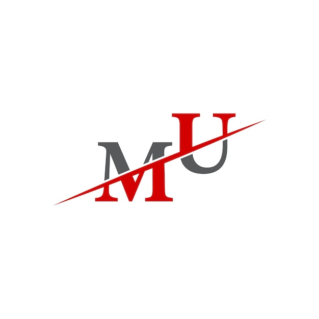 Vector minimalist mu logo with dynamic diagonal line