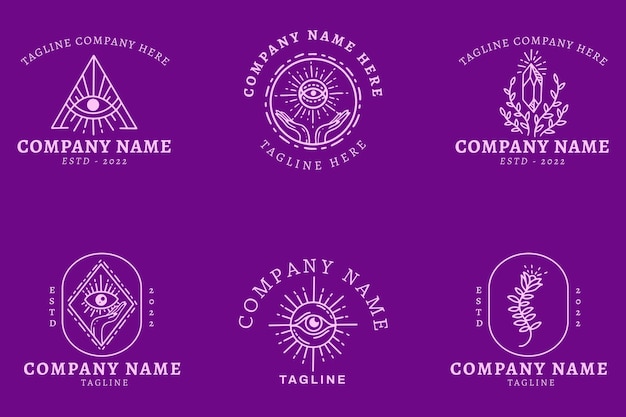 Minimalist Mystical Simple Logo Symbol Collection Template Dark Purple