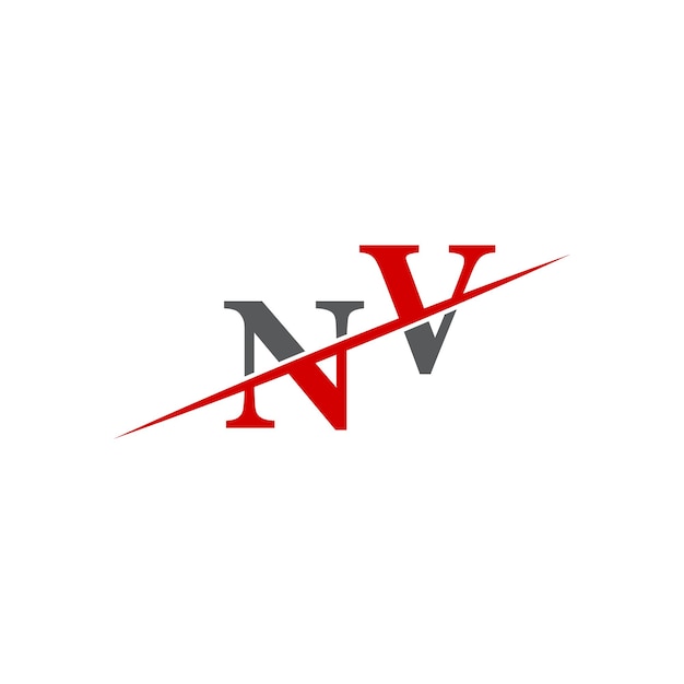 Vector minimalist nv logo with dynamic diagonal line