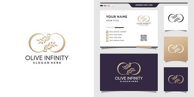 minimalist olive logo design with infinity. beauty icon logo and business card design