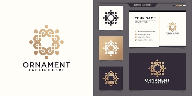 Minimalist ornament logo design template and business card design  