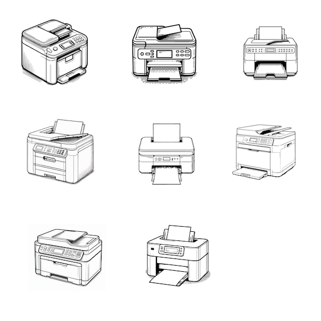 Minimalist Outline Drawing of a Printer