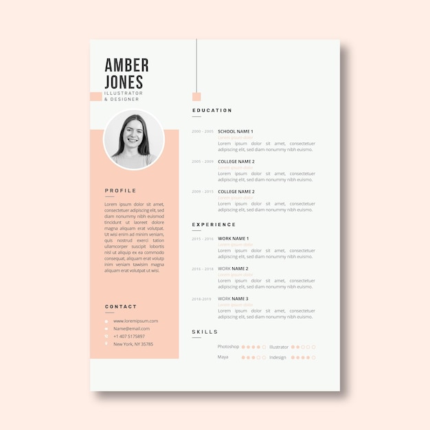 Minimalist pastel pink curriculum vitae template