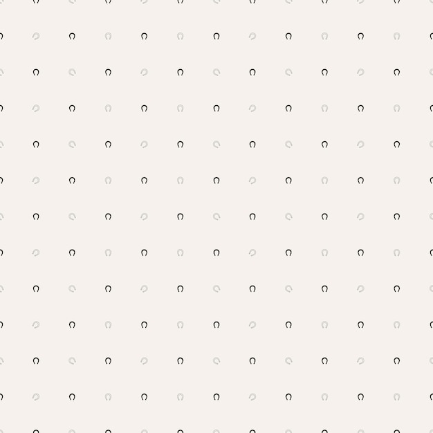 Vector minimalist pattern with small black horseshoe icons evenly spaced on a light beige background