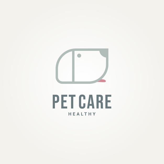 minimalist pet care line art logo template vector illustration design