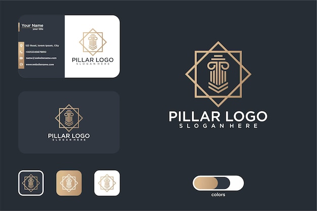 minimalist pillar logo design and business card