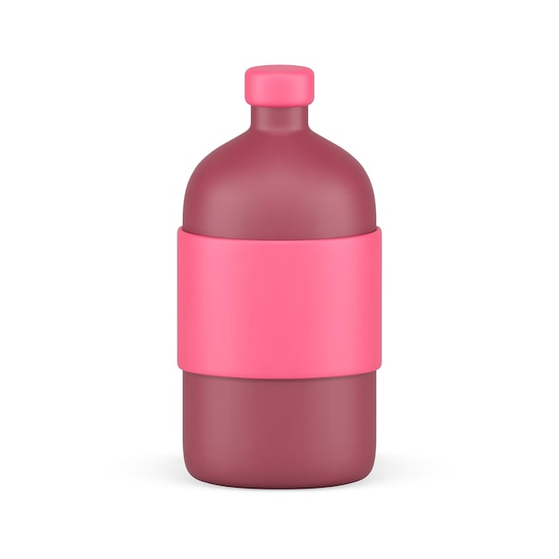 Minimalist pink juice bottle branding merchandise product realistic d icon vector illustration