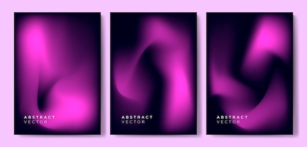 Minimalist purple gradient cover backgrounds vector set with modern liquid color