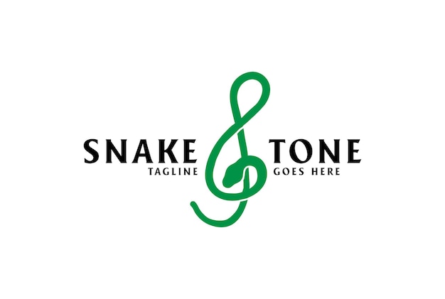 Minimalist Python Anaconda Cobra Snake Note Tone Music Instrument Logo Design Vector