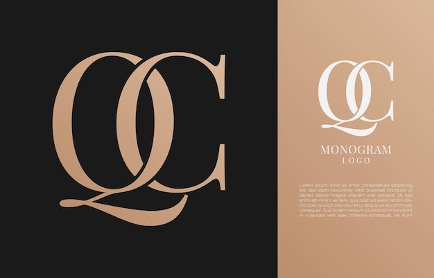 minimalist QC initial letter vintage brand and logo