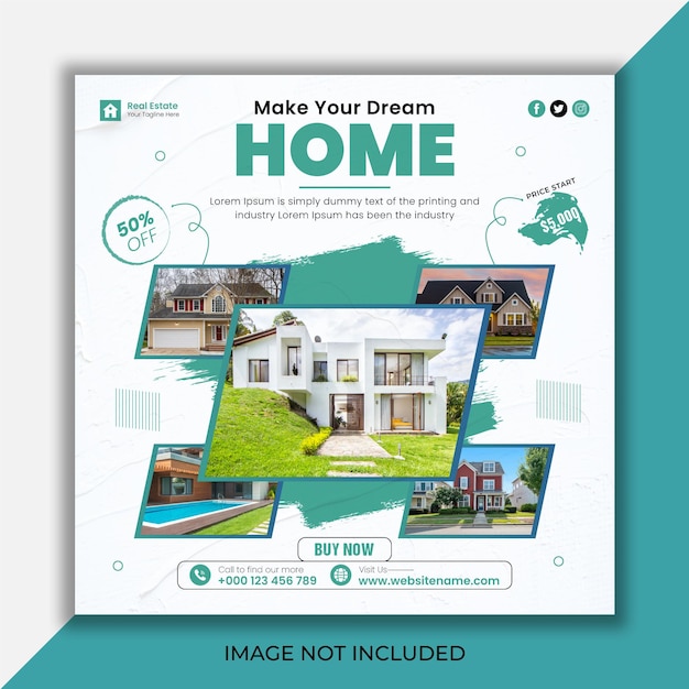 Minimalist Real estate house social media post or square banner template