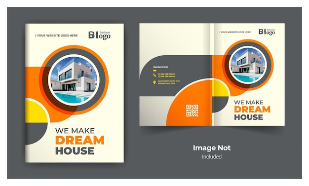 minimalist realestate or construction business brochure cover design template