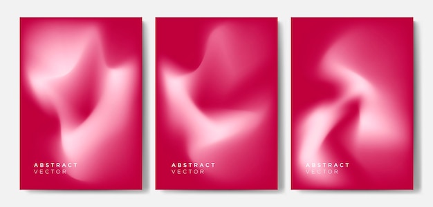 Minimalist red gradient cover backgrounds vector set with modern liquid color