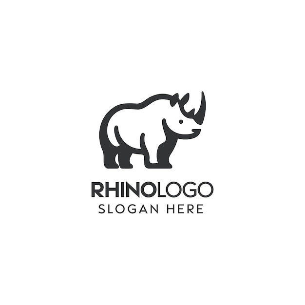 Minimalist Rhino Logo Design Featuring Bold Black Silhouette for a Brand