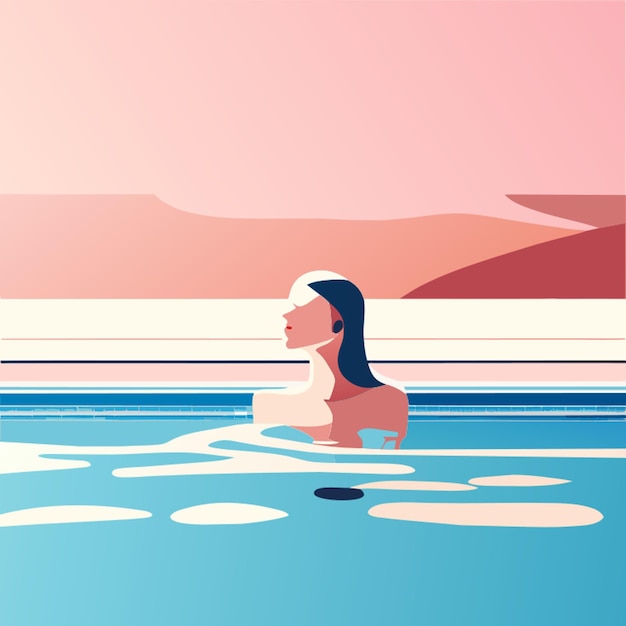 Vector minimalist romantic swimming pastel vector illustration flat 2