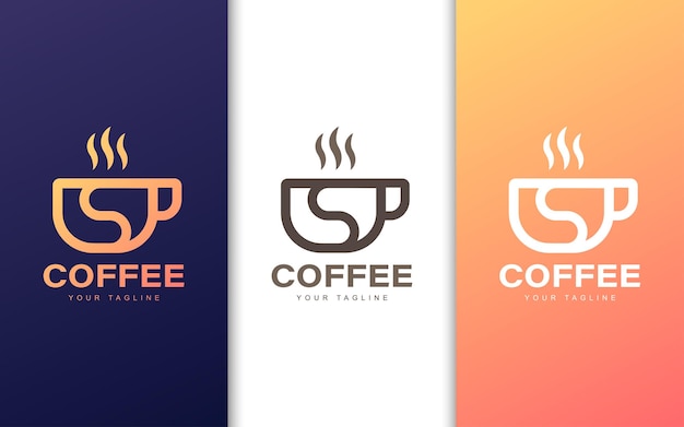 Minimalist S letter logo in coffee cup with modern concept