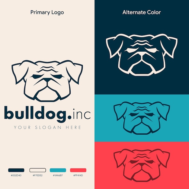 minimalist simple bulldog logo design