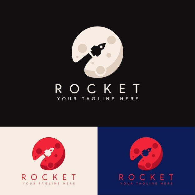 minimalist simple planet with rocket logo design