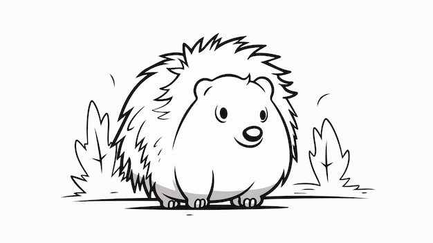 Vector minimalist single continuous line art of a hedgehog