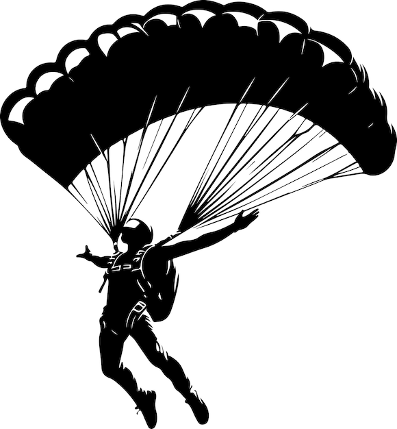 minimalist Skydiver man extreme sport freedom vector black color silhouette 10