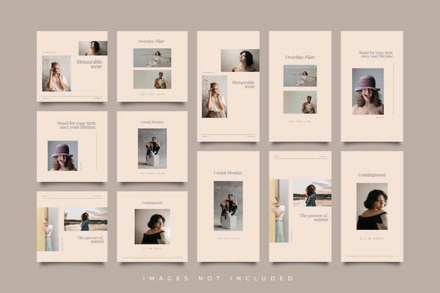 Minimalist social media post and stories template collection