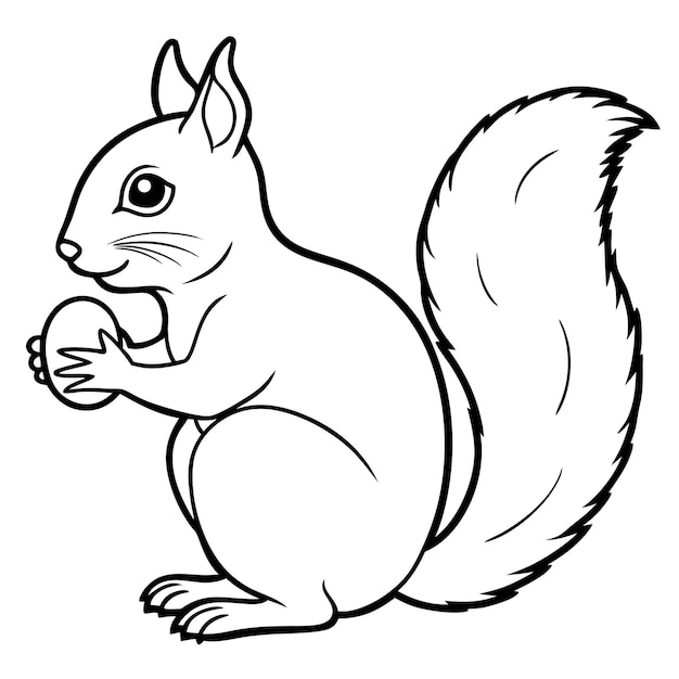 Vector minimalist squirrel with easter egg line art vector illustration