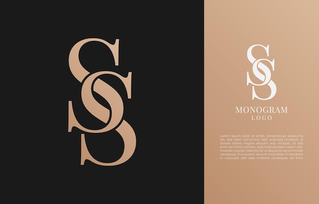 minimalist SS initial letter vintage brand and logo