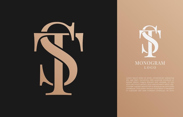 minimalist ST or TS initial letter vintage brand and logo