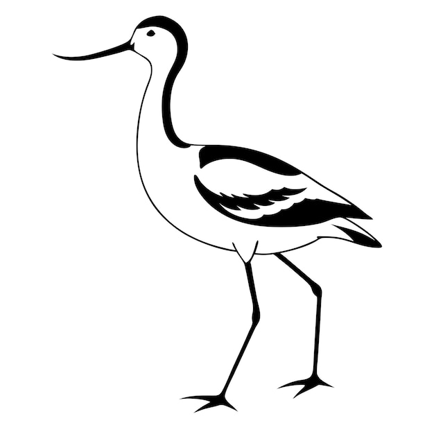 Minimalist stencil of an American avocet bird logo vector illustration