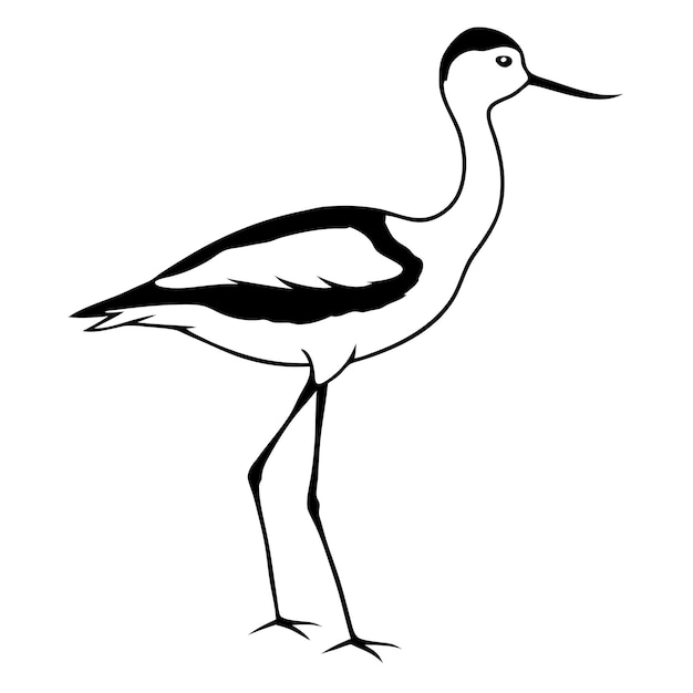 Minimalist stencil of an American avocet bird logo vector illustration