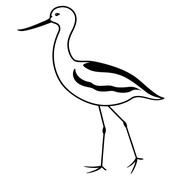 Minimalist stencil of an American avocet bird logo vector illustration