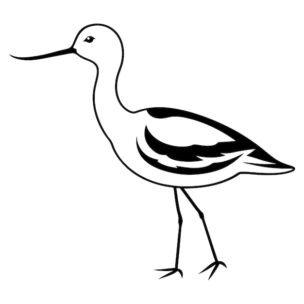 Minimalist stencil of an American avocet bird logo vector illustration