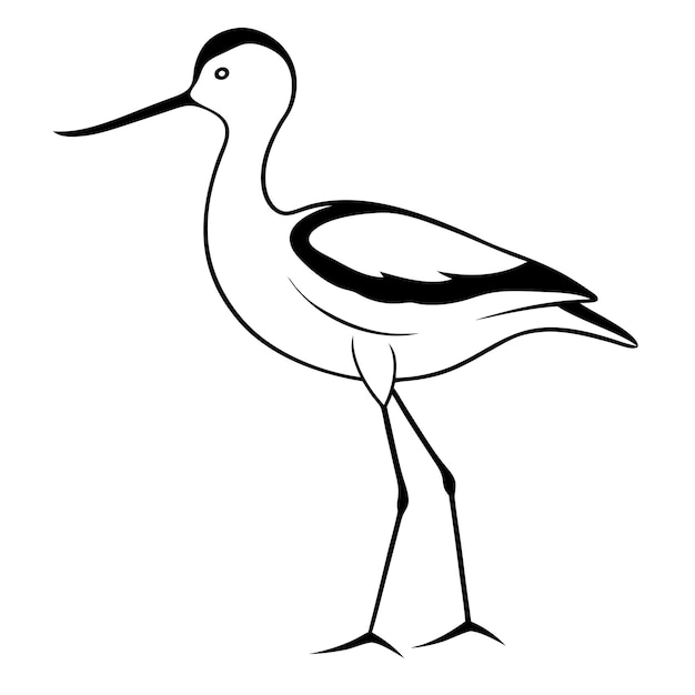 Minimalist stencil of an American avocet bird logo vector illustration