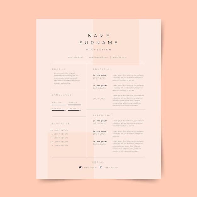 Minimalist template for cv