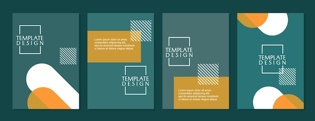 minimalist and trendy cover design set blue geometric background design for business report book