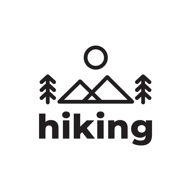 Minimalist triangle mountain hiking outdoor logo design vector graphic symbol icon illustration