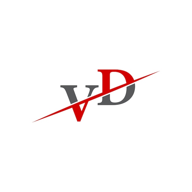 Vector minimalist vd logo with dynamic diagonal line