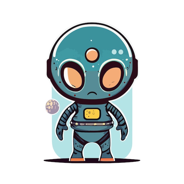 Minimalist vector alien astronaut cartoon vector icon illustration