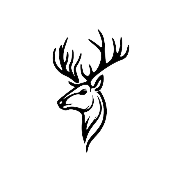 A minimalist vector deer logo with a black and white design