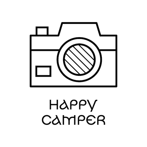 Minimalist vector icon of photo camera on white background