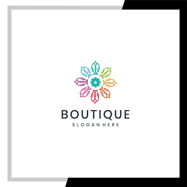 Minimalist vector logo boutique, made with colorful lines