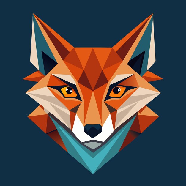 Vector minimalist vector logo of a stylized fox head representing agility and intelligence