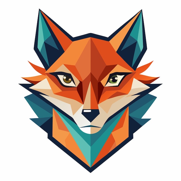 Vector minimalist vector logo of a stylized fox head representing agility and intelligence