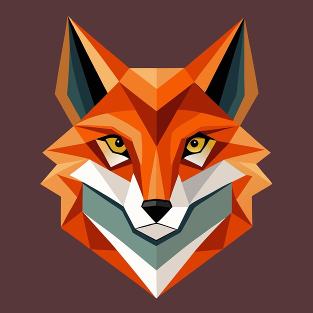 Vector minimalist vector logo of a stylized fox head representing agility and intelligence